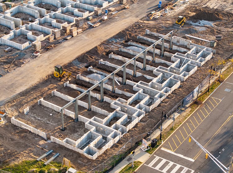 Construction marketing drone photography